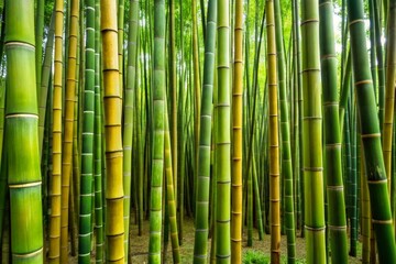 Obraz premium A dense thicket of bamboo stalks
