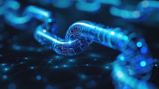 blockchain security chain with encoded links