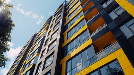 Modern low-rise house in yellow and black