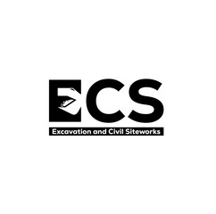 ECS INITIAL LOGO EXCAVATOR MECHANICAL HEAVY DUTY EQUIPMENT