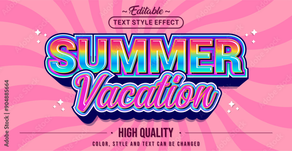 Poster editable text style effect -summer vacation text style theme.
