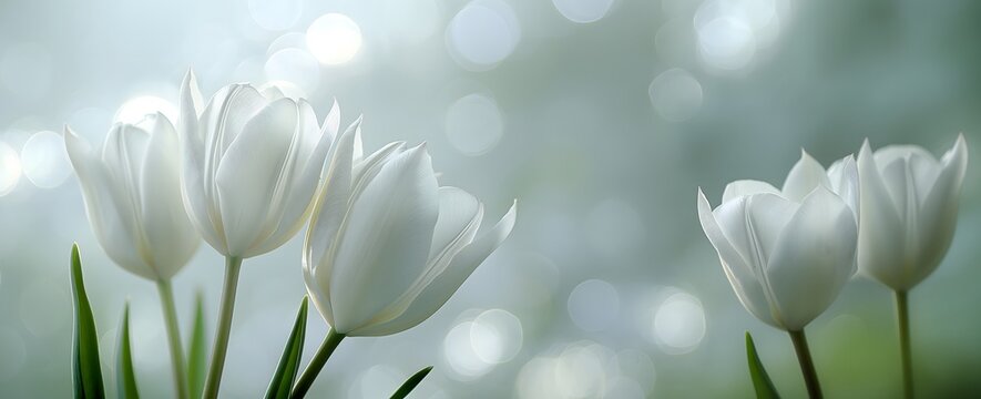 a very detailed close up of algunos tulipanes blancos sobre un fondo minimalista nordico con filtro de luz clara