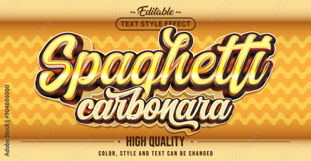 Poster editable text style effect - spaghetti carbonara text style theme.