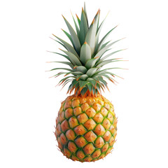 Fototapeta premium transparent background with a ripe pineapple and green leaf