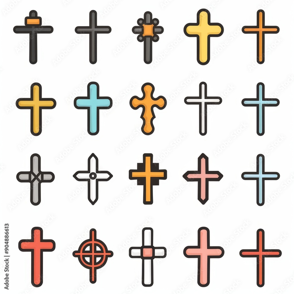 Wall mural cross icon, christianity religion symbol, christian sign, cross shape, church emblem, catholicism sy