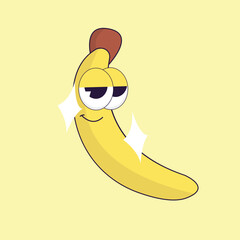 simple colorful banana mascot icon illustration