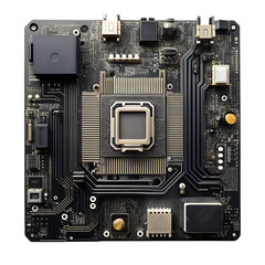 Fototapeta premium cyber security black futuristic motherboard on transparent background