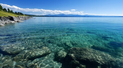 Crystal-clear waters of Lake Taupo