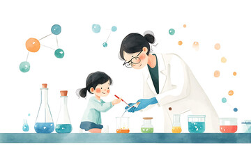 Mother and Daughter Conducting Science Experiment