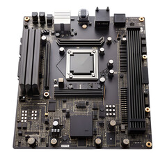 Fototapeta premium cyber security black futuristic motherboard on transparent background
