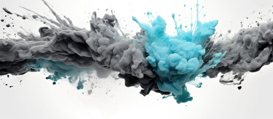 Abstract Ink Swirls in Blue and Grey