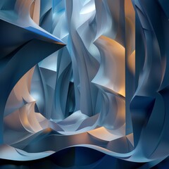Obraz premium An abstract scene with multiple layers of 3D vector shapes, creating a sense of depth 