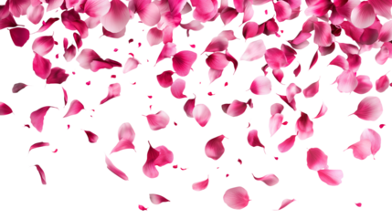 pink rose petals isolated on transparent white background, clipping path 