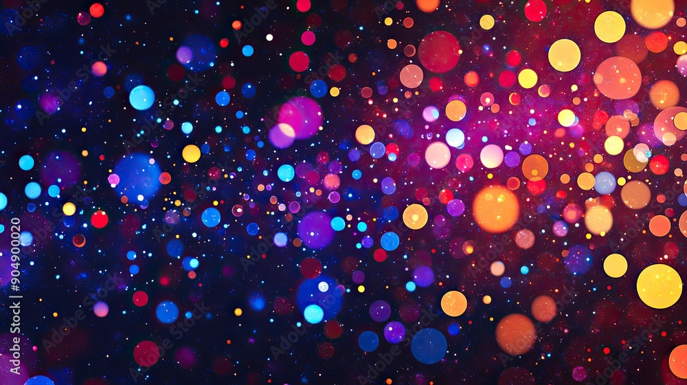 Poster abstract background with bright dots in various colors and sizes.
