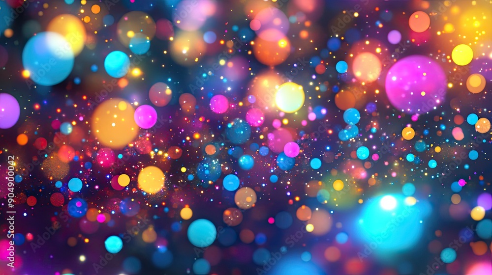 Poster abstract background with bright dots in various colors and sizes.