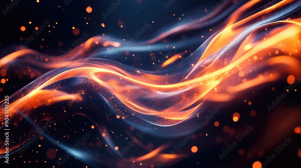 Poster abstract background with flowing lines and glowing light effects.