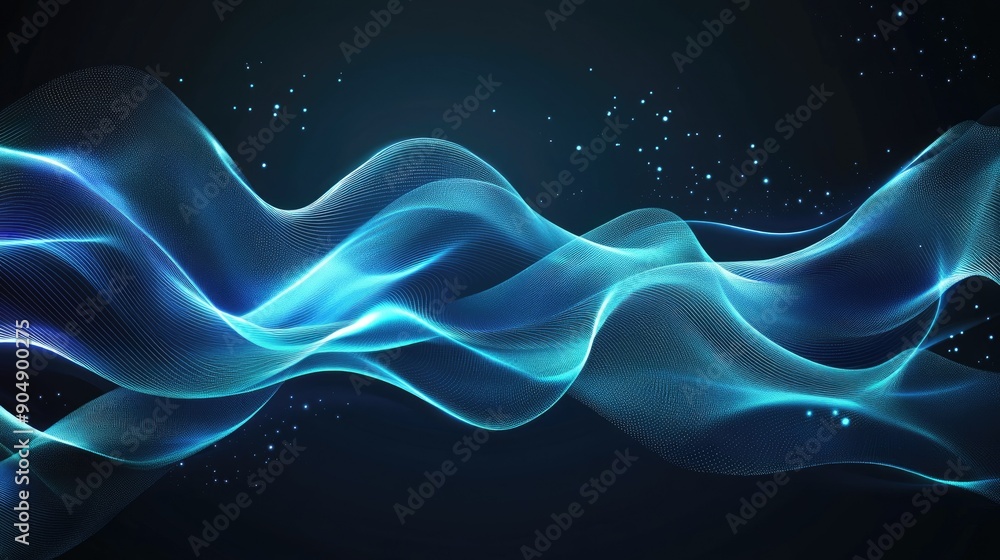 Poster abstract background with flowing lines and glowing light effects.