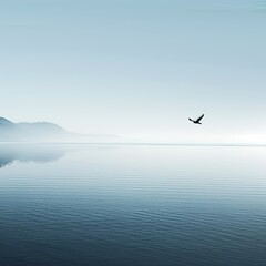 bird flying on the lake