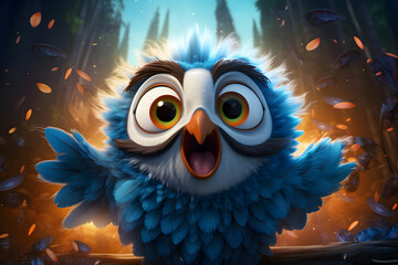 Obraz premium Cute cartoon little owl.