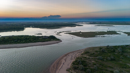 Italy Bibione Laguna Coastline Drone perspective