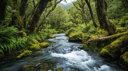 Obraz premium Lush rainforests of Fiordland