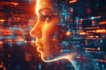 Obraz premium Digital Synergy: Exploring the Intersection of Humanity and Technology