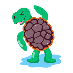 Water turtle sticker in flat style 

