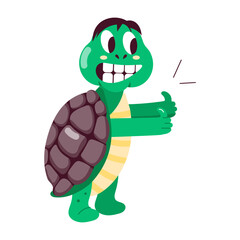 Turtle friend flamingo on its back, flat sticker 

