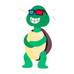 A flat style mascot of movie turtle with glasses 

