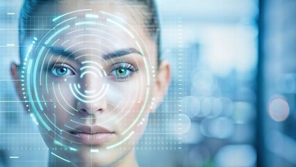 Futuristic biometric scan background with digital overlay
