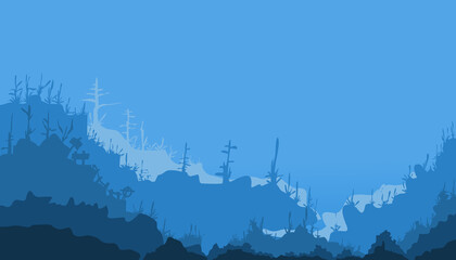 Image of a view of the ocean floor or under the sea in blue. Suitable for wallpaper, magazines, backgrounds, banners, posters and advertisements © Febrial Chalik