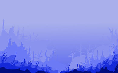 Image of a view of the ocean floor or under the sea in blue. Suitable for wallpaper, magazines, backgrounds, banners, posters and advertisements