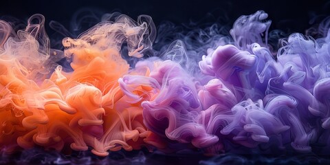 Fototapeta premium A breathtaking wave of vibrant orange and deep purple smoke is creating a truly captivating visual effect
