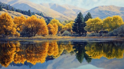 Obraz premium Reflections in Lake Hayes