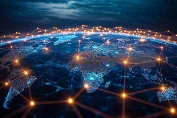 Fototapeta premium Futuristic Global Network: Visualizing the Power of IoT Connectivity Across the World