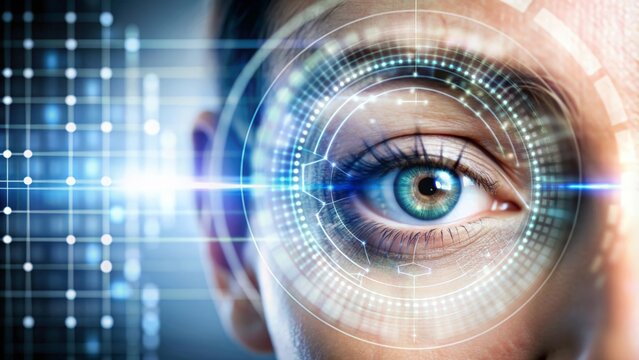 Futuristic biometric scan background with digital overlay
