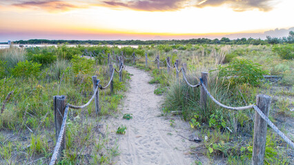 Trail on the Beach of Bibione Laguna Italy