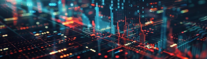 Futuristic digital landscape featuring vibrant data streams and glowing lines, representing technology and innovation.