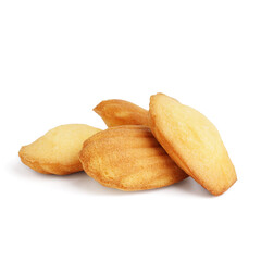 Sweet Madeleine cookies on white background