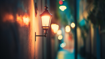 가로등이 켜진 골목길