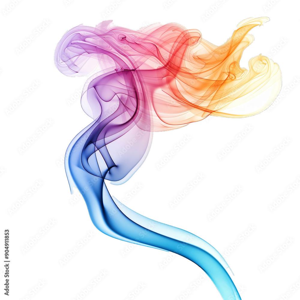 Poster plume of colorful smoke is rising, creating an abstract shape with its swirling and flowing movement