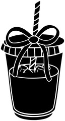 coffee illustration ribbon silhouette milk logo bow icon food outline cup shake milkshake chocolate drink latte morning breakfast dessert shape love date romance for vector graphic background