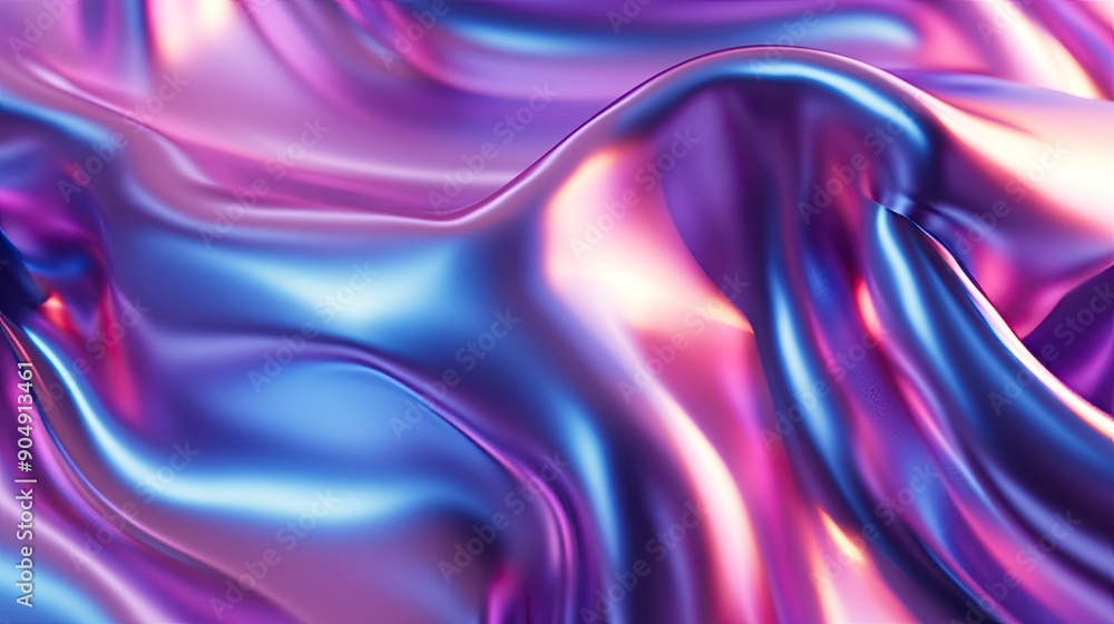 Aufkleber shiny metallic fluid shapes in 3d with gradient color transitions.