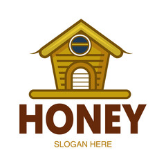 Honey Comb creative logotype. Beehive vector emblem.