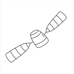 Vector black line illustration of satellite.