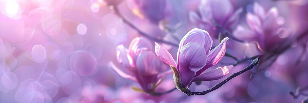 Purple magnolia,blurred background, macro