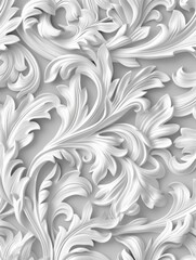 Fototapeta premium White relief floral pattern.