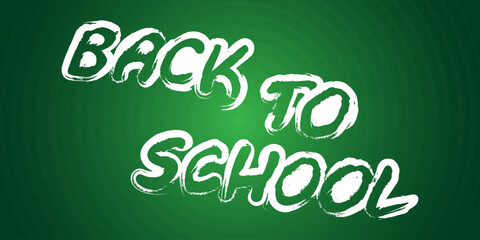 Back to school text on green background. Vector illustration.