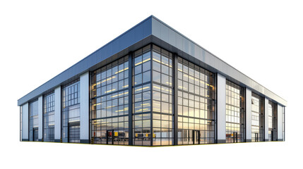 Fototapeta premium modern Warehouse unit with glass doors isolated on white