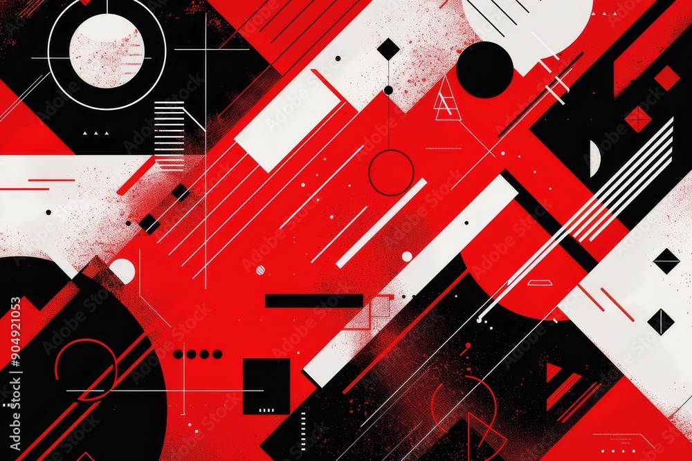Aufkleber geometric shapes in red and black create a modern abstract design, generate a modern geometric desig